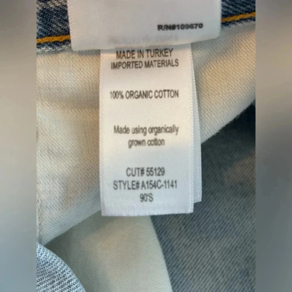 NWT Agolde 90s High Rise Pinch Button Fly Waist Jeans in Flashback Blue Size 33